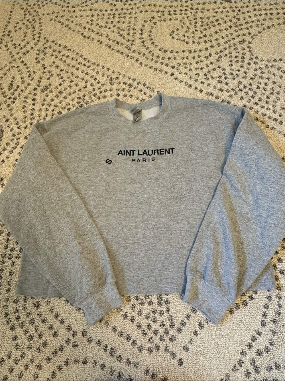 Gildan Gray cropped Saint Laurent sweatshirt